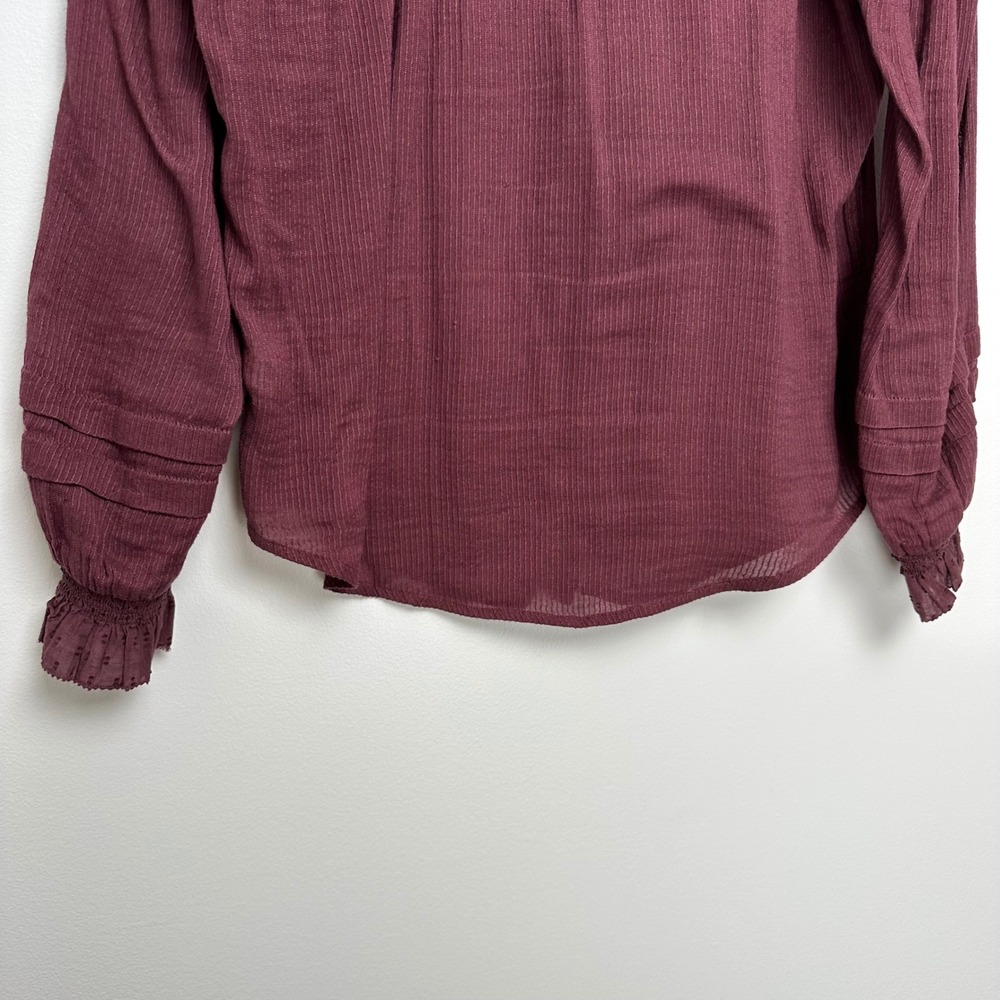 Faherty Willa Long Sleeve Blouse Catawba Grape Burgundy‎ S - Picture 11 of 14
